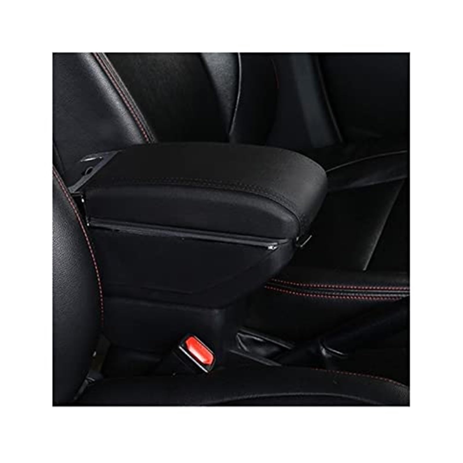 Wivplex Armlehnenbox, for Ford, for Ecosport, 2018–2021, Mittelkonsolen-Aufbewahrungsbox, Getränkehalter, einziehbares PU-Leder, USB-Aufladung(Black C1 7 USB) von Wivplex