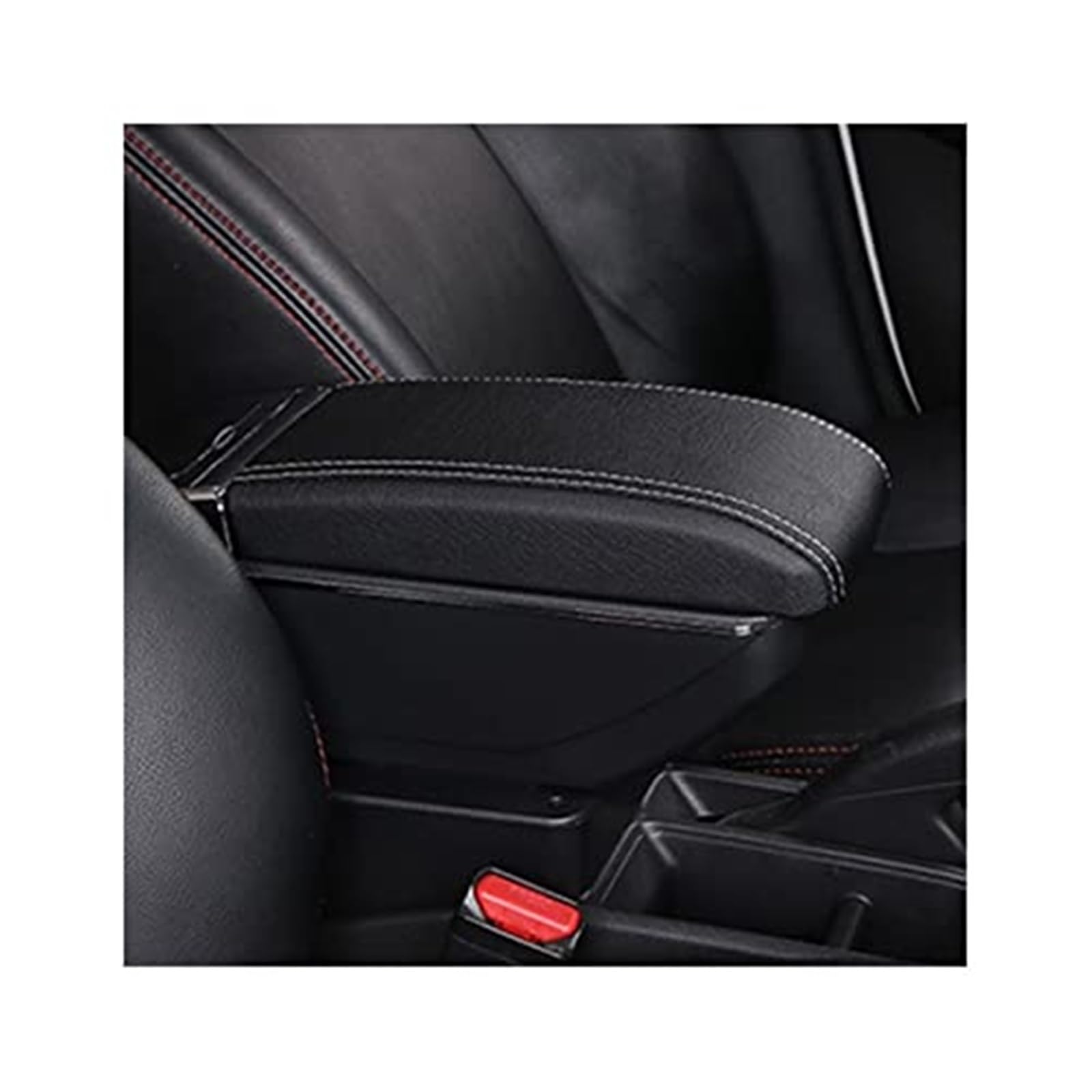 Wivplex Armlehnenbox, for Ford, for Ecosport, 2018–2021, Mittelkonsolen-Aufbewahrungsbox, Getränkehalter, einziehbares PU-Leder, USB-Aufladung(Black C3 7 USB) von Wivplex