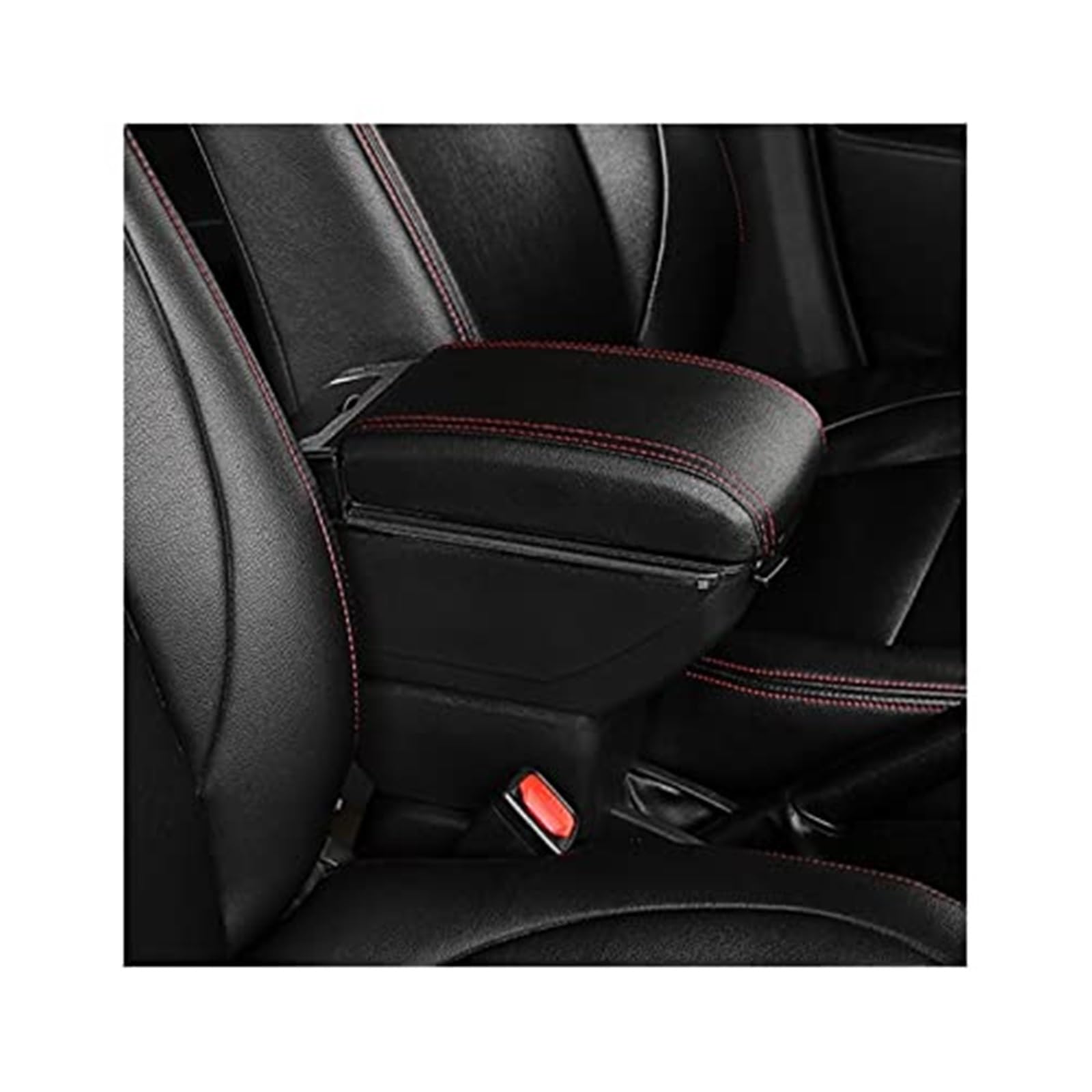 Wivplex Armlehnenbox, for Ford, for Ecosport, 2018–2021, Mittelkonsolen-Aufbewahrungsbox, Getränkehalter, einziehbares PU-Leder, USB-Aufladung(Black D2 7 USB) von Wivplex