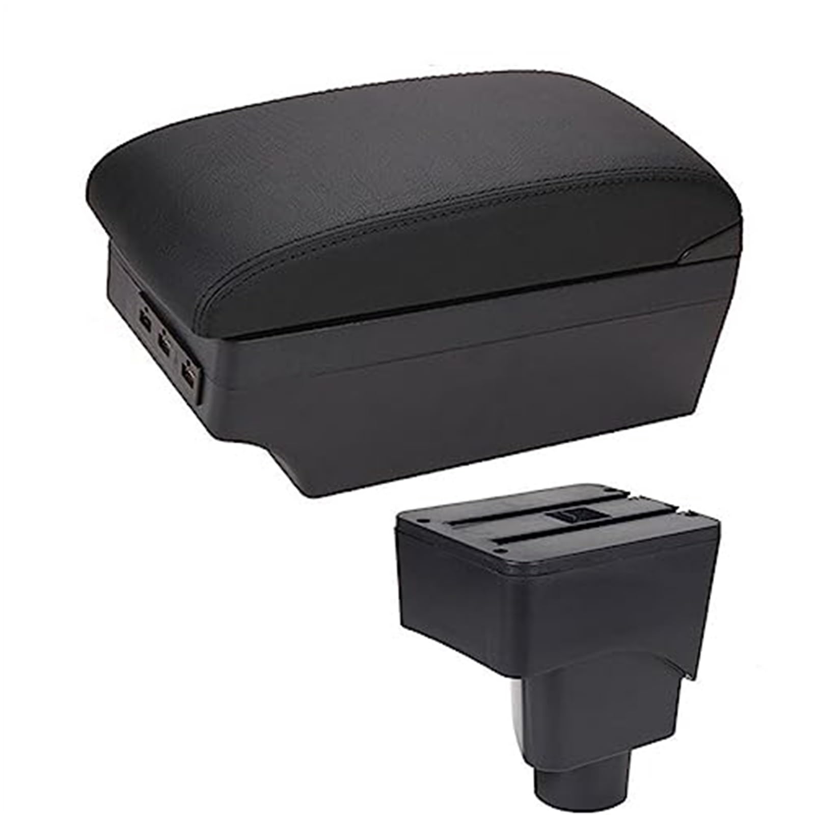 Wivplex Auto-Armlehnenbox, Auto-Armlehnen-Mittelkonsolen-Aufbewahrung, USB-Autozubehör, for Ford, for Ecosport, 2013–2017(Black E1 Black Line) von Wivplex