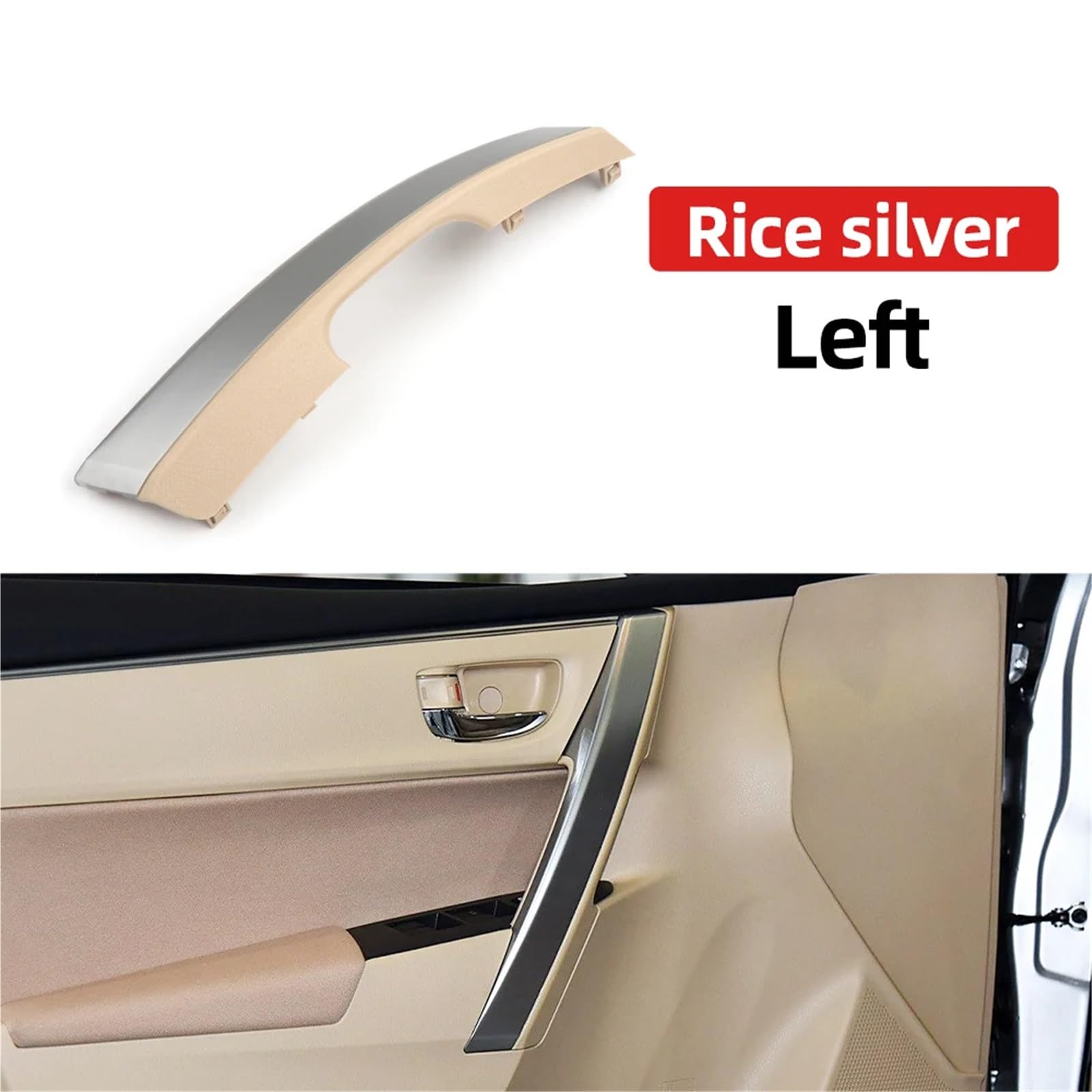 Wivplex Autoinnenraum Vordertürgriffverkleidung Armlehne Innengriffabdeckung, for Toyota, for Corolla, Levin 2014-2018 7464602430 Zierleiste für Türgriffabdeckung(Beige Silver L) von Wivplex