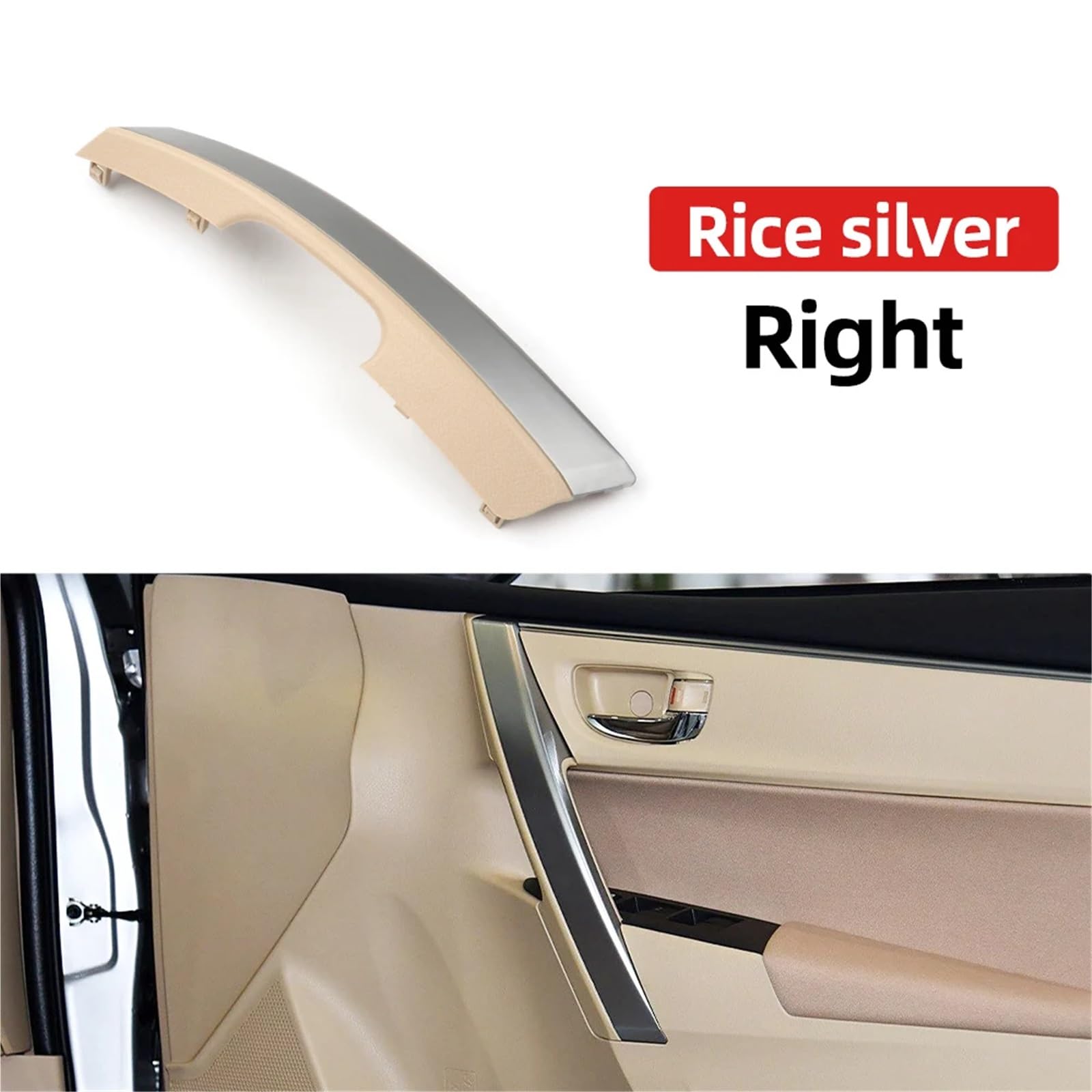 Wivplex Autoinnenraum Vordertürgriffverkleidung Armlehne Innengriffabdeckung, for Toyota, for Corolla, Levin 2014-2018 7464602430 Zierleiste für Türgriffabdeckung(Beige Silver R) von Wivplex