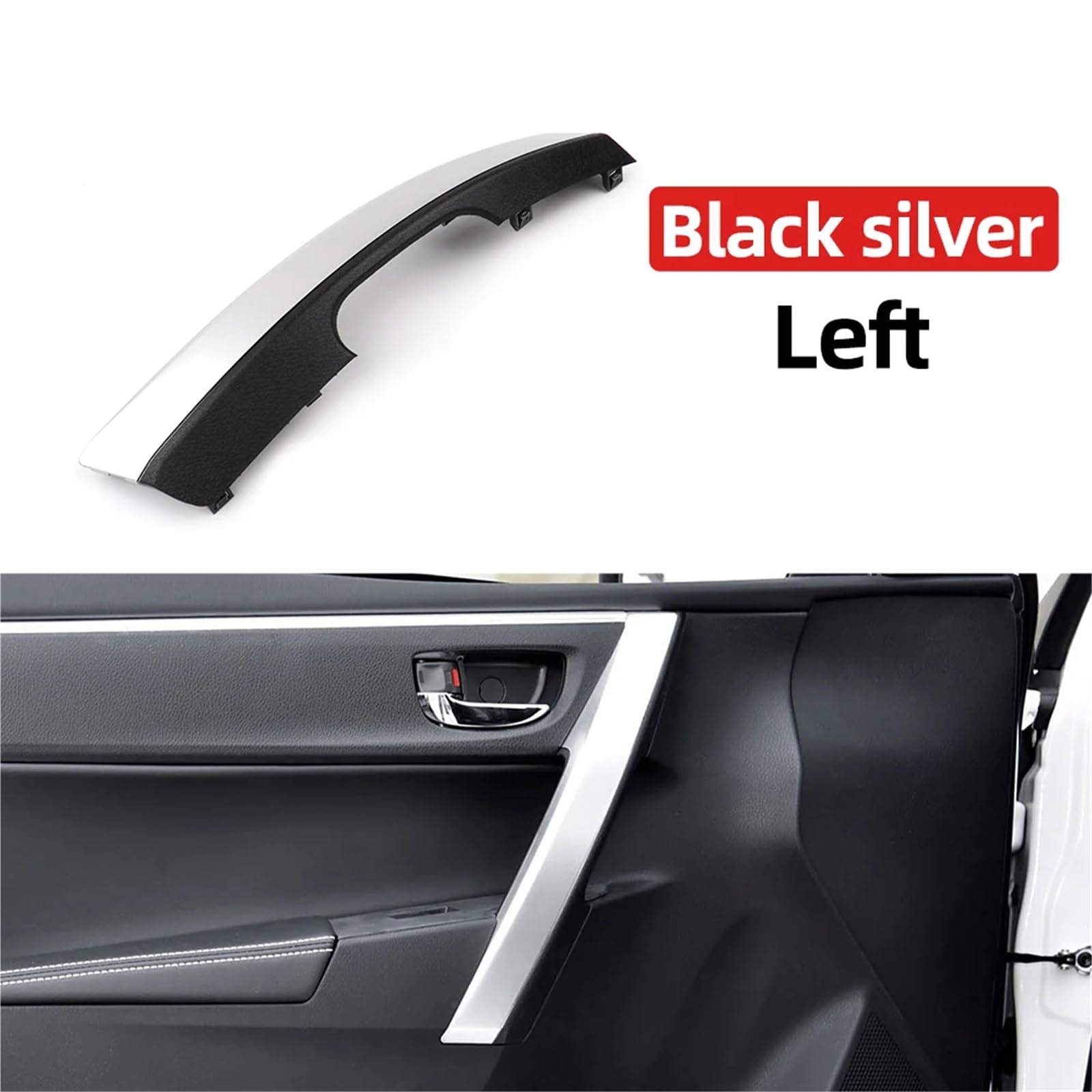 Wivplex Autoinnenraum Vordertürgriffverkleidung Armlehne Innengriffabdeckung, for Toyota, for Corolla, Levin 2014-2018 7464602430 Zierleiste für Türgriffabdeckung(Black Silver L) von Wivplex