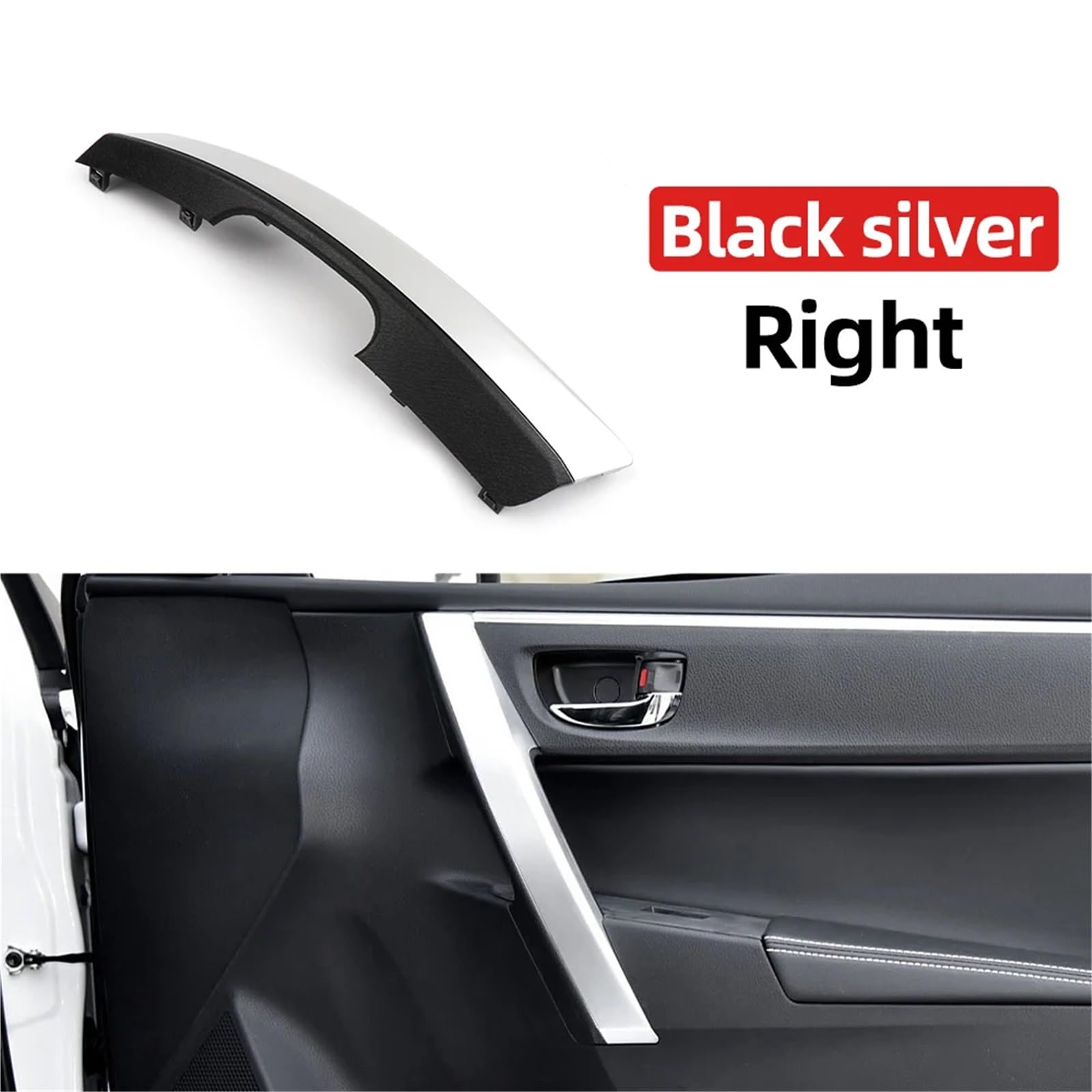 Wivplex Autoinnenraum Vordertürgriffverkleidung Armlehne Innengriffabdeckung, for Toyota, for Corolla, Levin 2014-2018 7464602430 Zierleiste für Türgriffabdeckung(Black Silver R) von Wivplex
