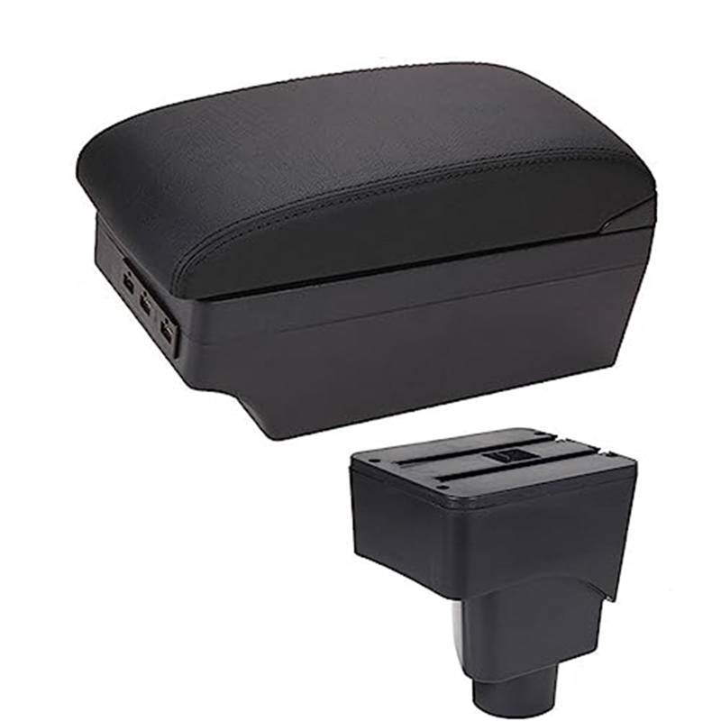 Wivplex Autozubehör, for Ford, for Ecosport, 2013 2014 2015 2016 2017 Auto-Armlehnenbox, Auto-Armlehnen-Mittelkonsolen-Aufbewahrung, USB(Black E1 Black Line) von Wivplex