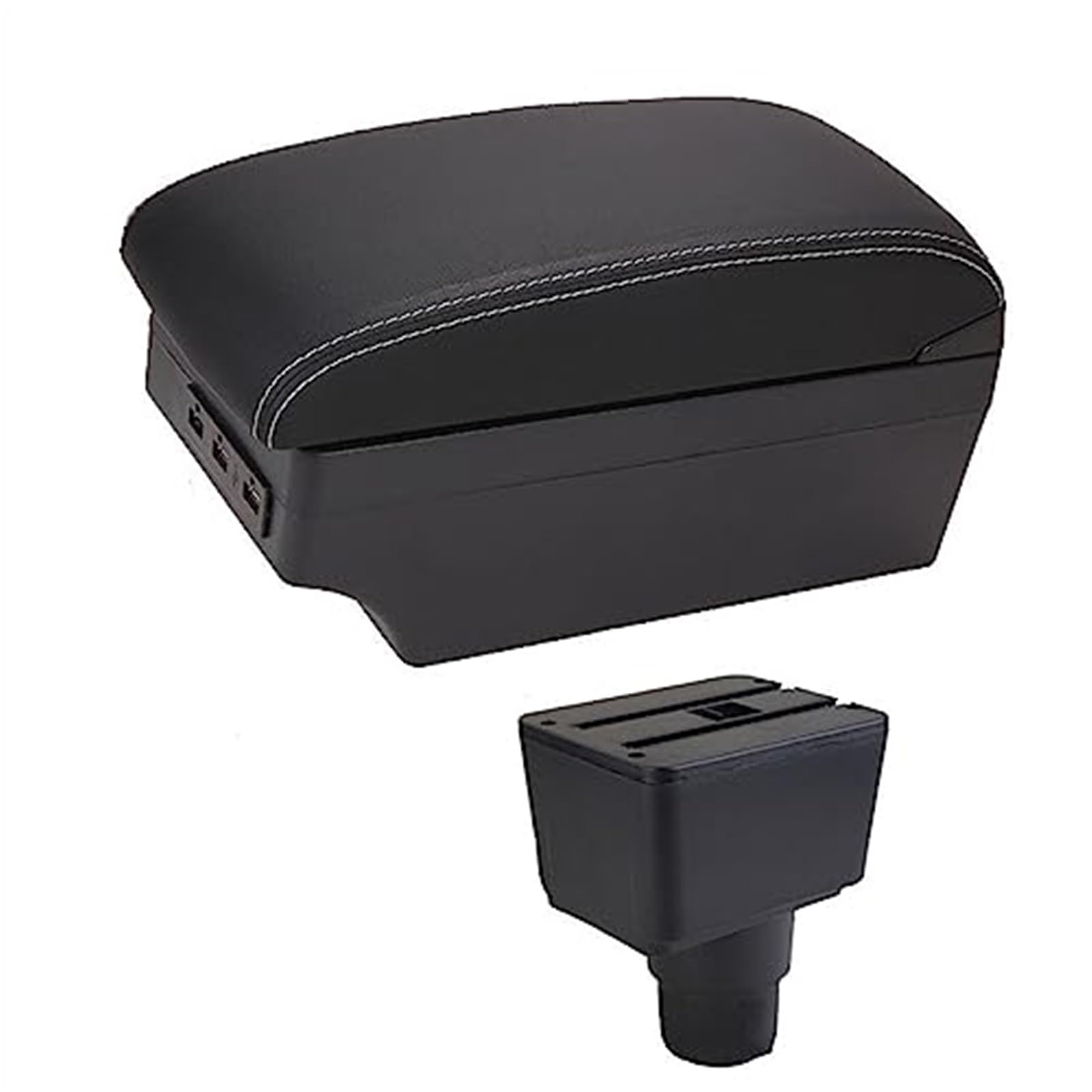 Wivplex Details for Innenraum der Auto-Armlehnenbox, Zubehör for Nachrüstung der Mittelkonsole, for Ford, for Ecosport, 2018 2019 2020 2021(Black E1 White Line) von Wivplex