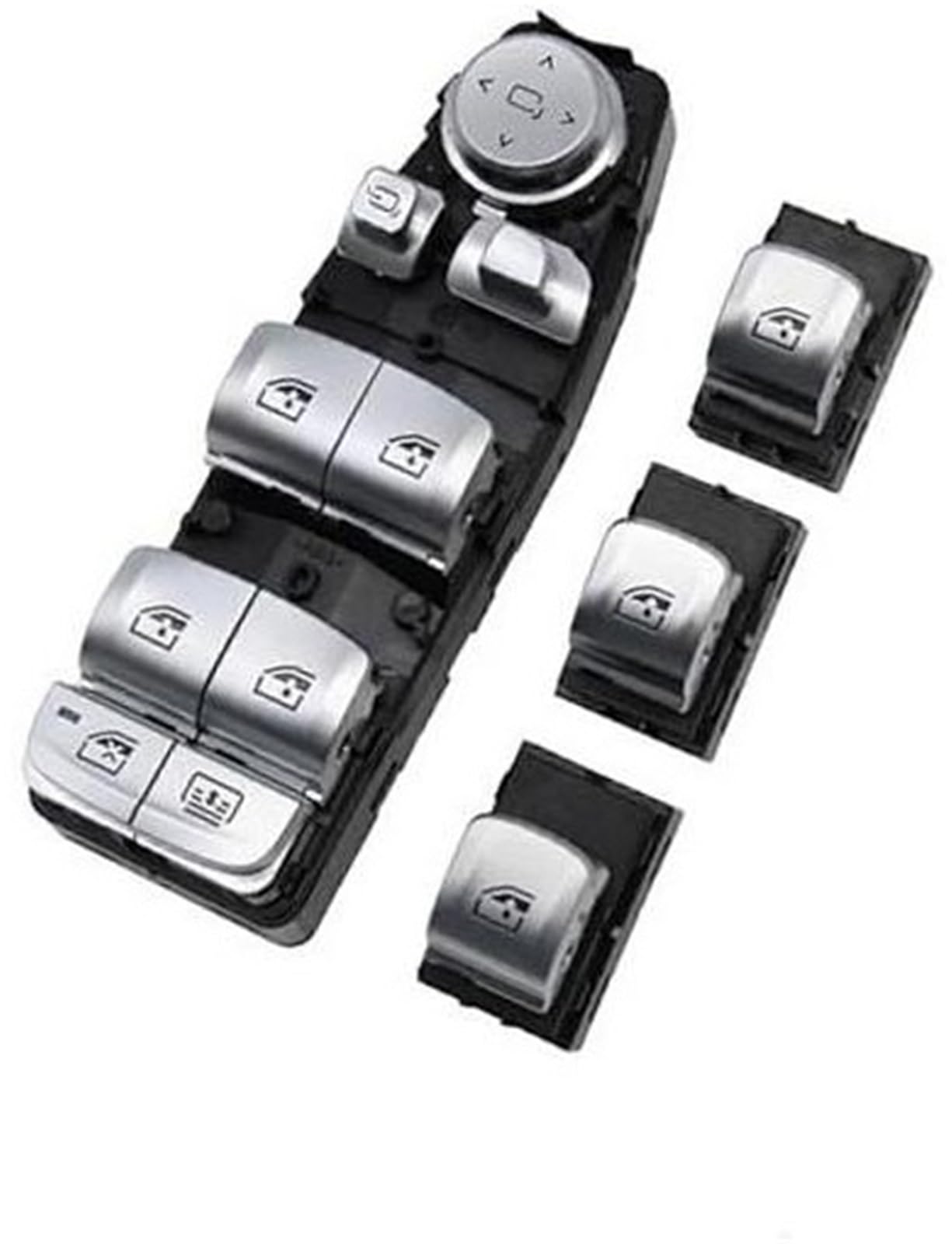 Wivplex Fensterschalter, Fensterheber-Steuerknopf, for, 3 5 7 X5 X6 F30 F35 F25 F26 F07 F10 F18 F01 F02 Autofensterschalterknopf(Black Model B 4pcs Set) von Wivplex