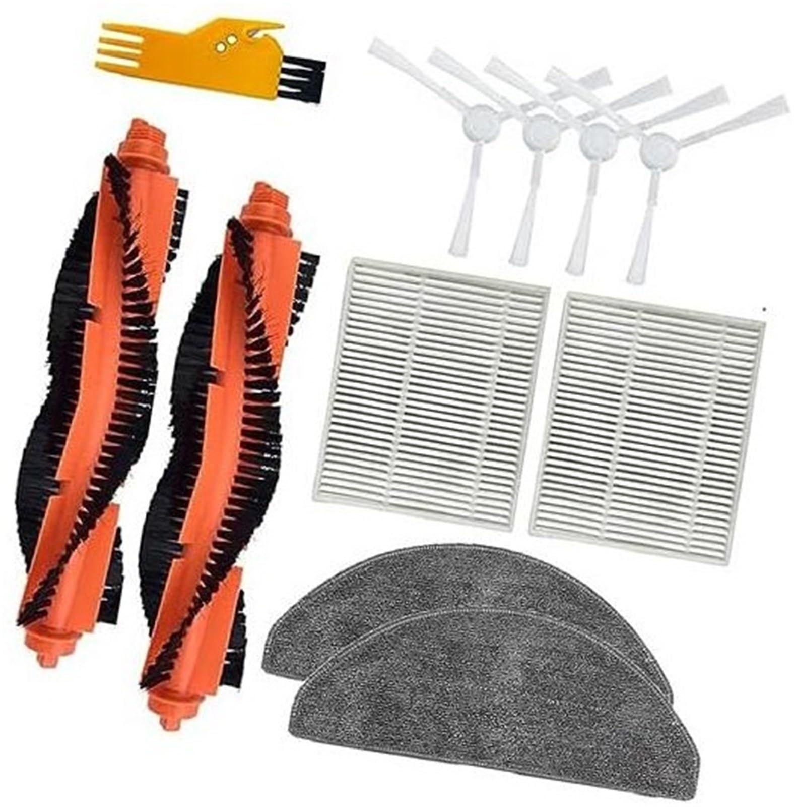 Wivplex Hauptbürstenfilter-Seitenbürsten-Ersatzset for Xiaomi E10 B112 E12 Staubsauger-Ersatzteil-Zubehörset (11-teilig) Staubsauger-Ersatzset(Black 11 Pcs) von Wivplex
