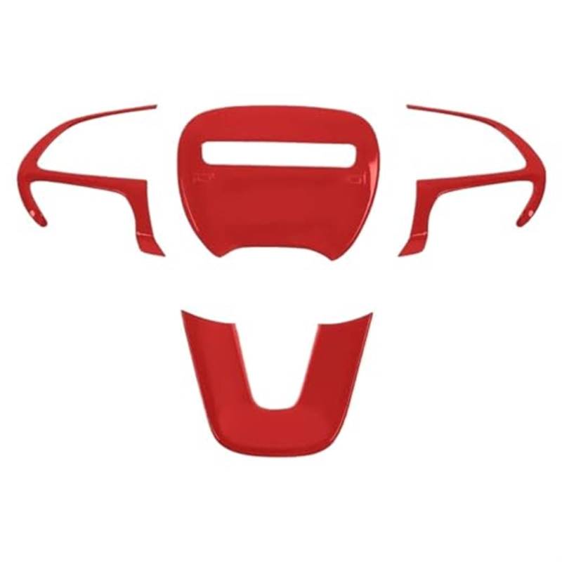 Wivplex Lenkraddekorationsabdeckung, Zieraufkleber-Kits, for Dodge, Challenger 2015-2021 Auto-Innenleisten Auto-Lenkrad-Aufkleber(Red) von Wivplex
