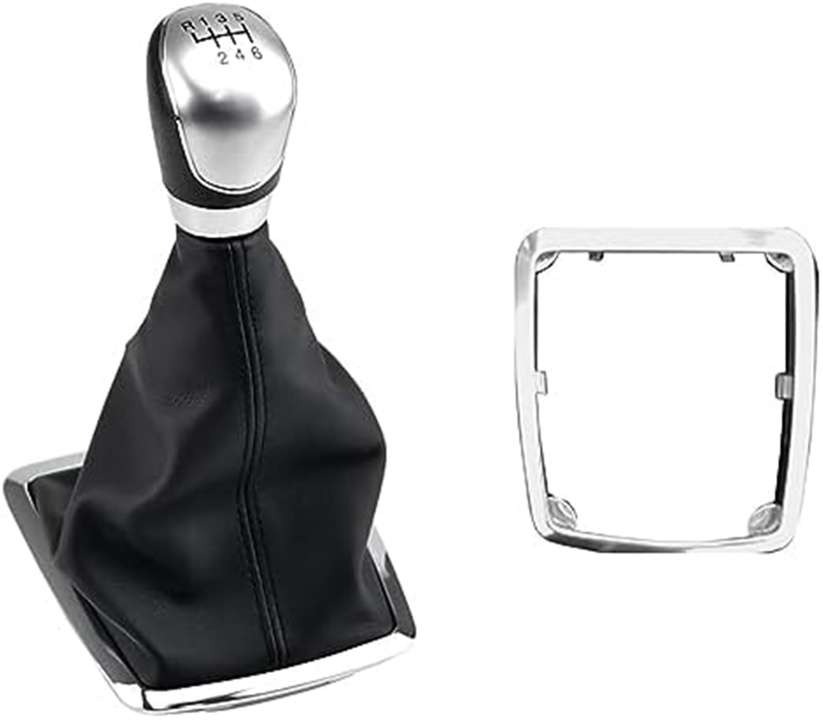 Wivplex Schaltknauf, 5 6-Gang MT Schaltknauf Schalthebelmanschette Kofferraumabdeckung, for Ford, for Focus, 2, for Mondeo, MK2 2004-2011 (Größe : Silver 6 Speed ​​A) Auto-Schaltknauf von Wivplex