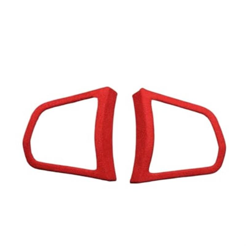 Wivplex Wildleder Car Wrapping ABS Lenkradknöpfe Dekoration Rahmenabdeckungen Aufkleber Verkleidung, for, 5 6 7 Serie F10 F18 F07 F01 F02 F12 Auto-Lenkrad-Aufkleber(A Model Red) von Wivplex