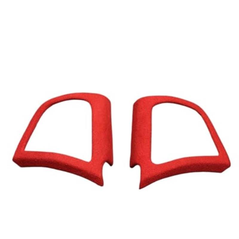Wivplex Wildleder Car Wrapping ABS Lenkradknöpfe Dekoration Rahmenabdeckungen Aufkleber Verkleidung, for, 5 6 7 Serie F10 F18 F07 F01 F02 F12 Auto-Lenkrad-Aufkleber(B Model Red) von Wivplex