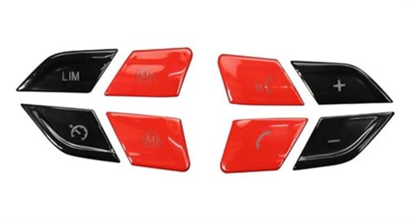 Wivplex for, X1 F48 X2 F39 2020-2022 Auto-Styling Lenkradknopfschalter Dekoration Abdeckung Aufkleber Verkleidung Auto-Innenausstattung Auto-Lenkrad-Aufkleber(Black and Red) von Wivplex