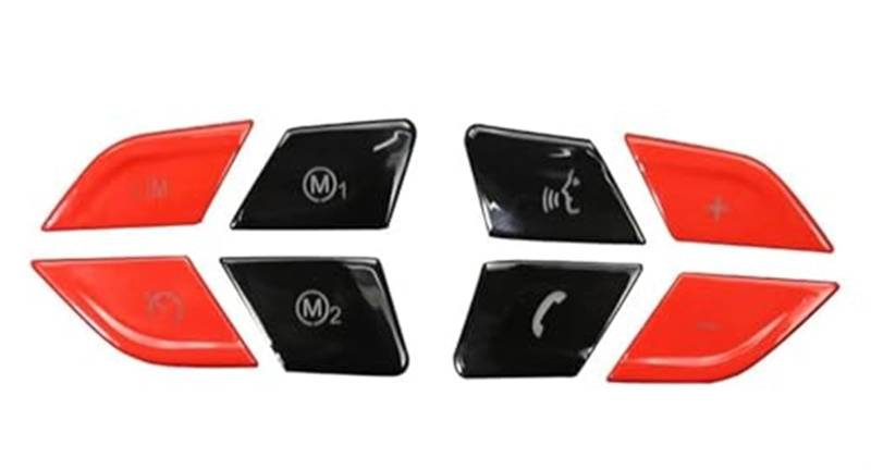 Wivplex for, X1 F48 X2 F39 2020-2022 Auto-Styling Lenkradknopfschalter Dekoration Abdeckung Aufkleber Verkleidung Auto-Innenausstattung Auto-Lenkrad-Aufkleber(Red and Black) von Wivplex