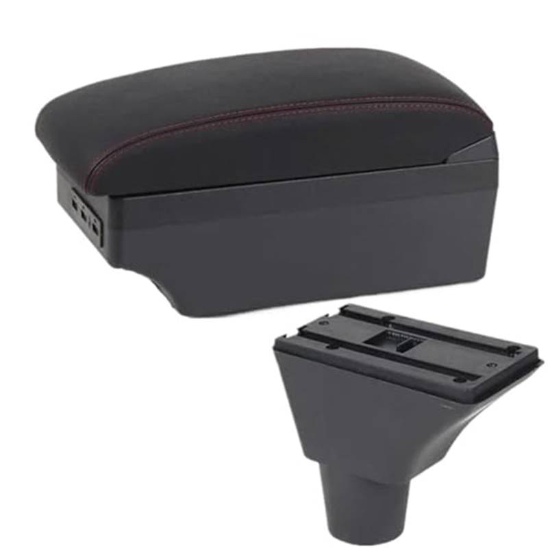 Wivplex for Citroen, C3 C4 Armlehne Box Mittelkonsole Zentrale Aufbewahrungsbox Getränkehalter Zubehör USB-Lade Autozubehör(Black C1 Red Line 7usb) von Wivplex