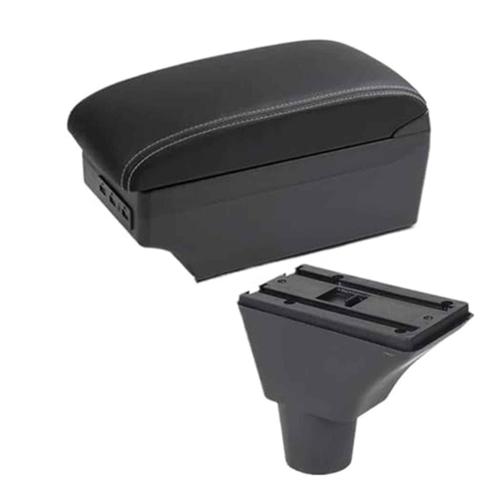 Wivplex for Citroen, C3 C4 Armlehne Box Mittelkonsole Zentrale Aufbewahrungsbox Getränkehalter Zubehör USB-Lade Autozubehör(Black C3 White Line 7usb) von Wivplex