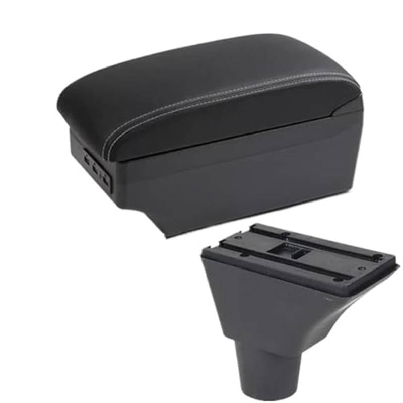 Wivplex for Citroen, C3 C4 Armlehne Box Mittelkonsole Zentrale Aufbewahrungsbox Getränkehalter Zubehör USB-Lade Autozubehör(Black C3 White Line 7usb) von Wivplex