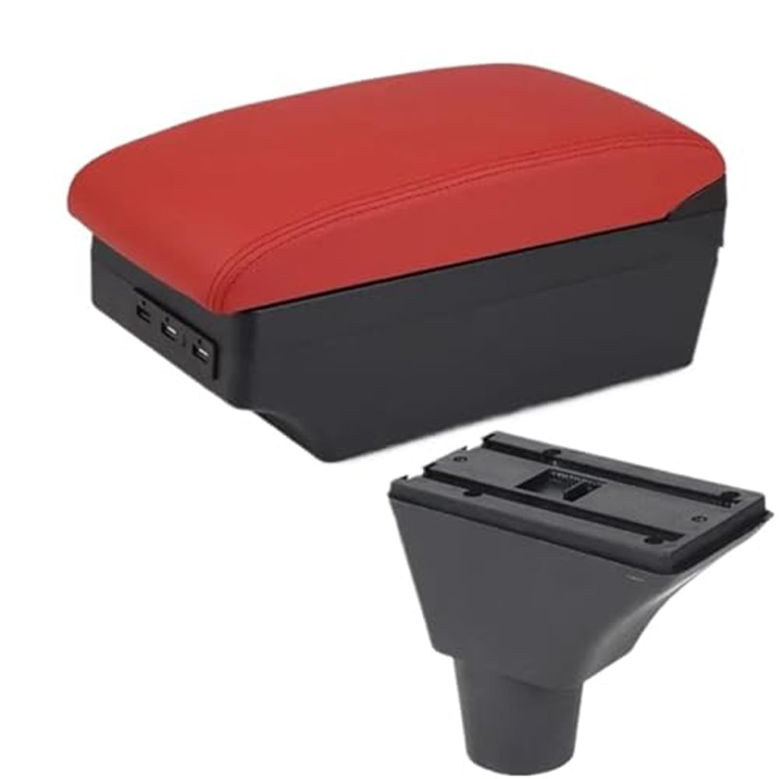 Wivplex for Citroen, C3 C4 Armlehne Box Mittelkonsole Zentrale Aufbewahrungsbox Getränkehalter Zubehör USB-Lade Autozubehör(Black C4 Red 7usb) von Wivplex