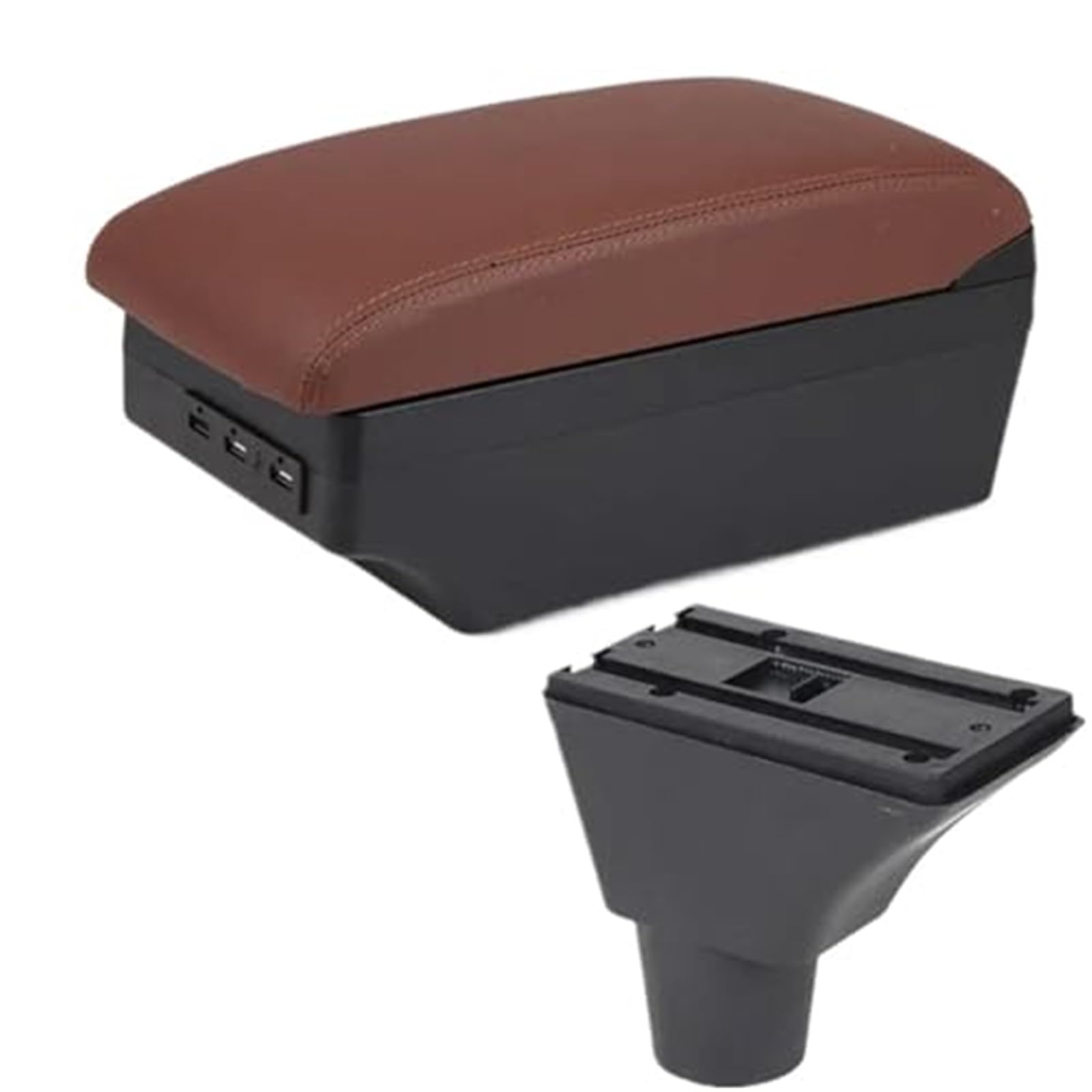 Wivplex for Citroen, C3 C4 Armlehne Box Mittelkonsole Zentrale Aufbewahrungsbox Getränkehalter Zubehör USB-Lade Autozubehör(Black C6 Brown 7usb) von Wivplex