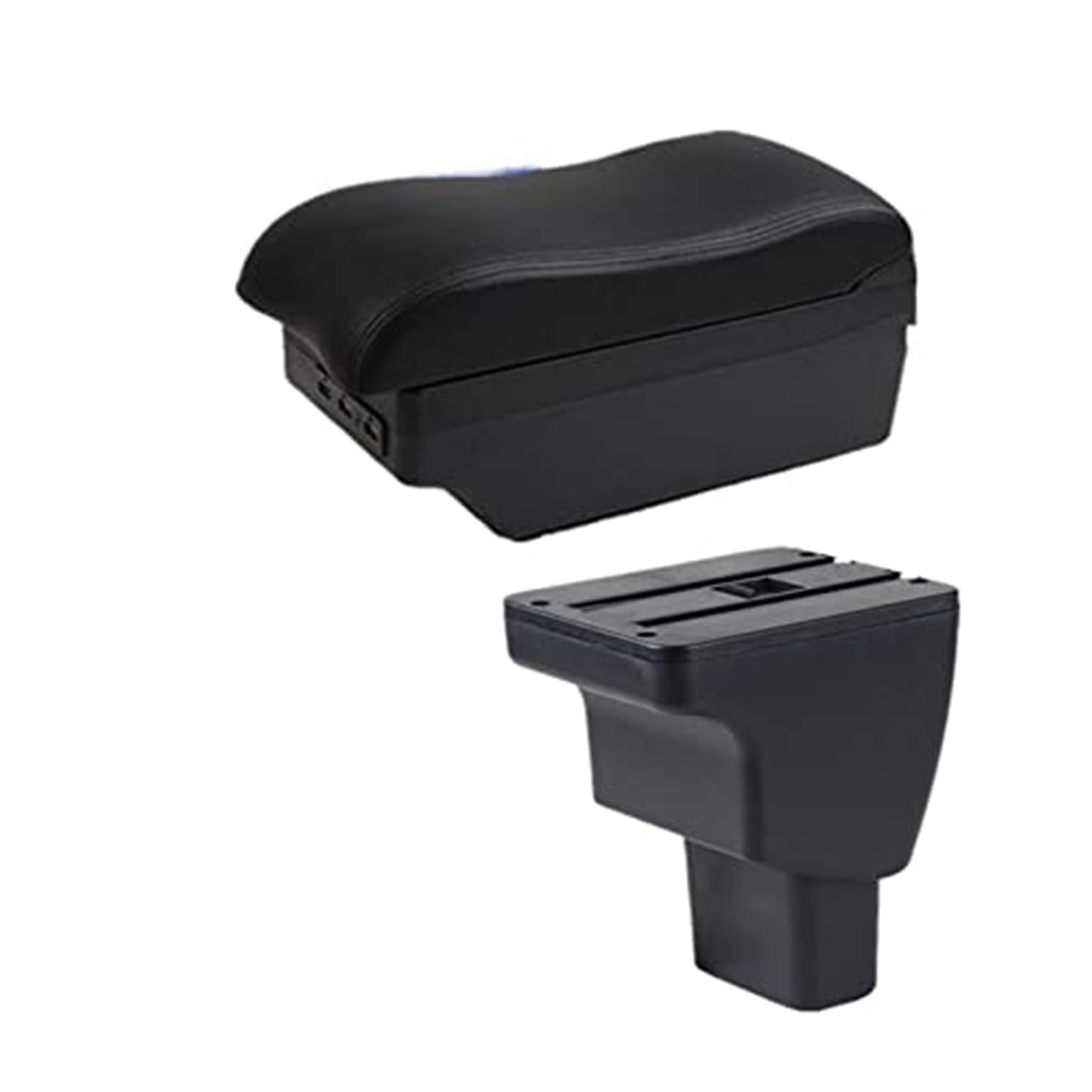 Wivplex for Hyundai, I10 Auto Armlehne Box Zentrale Lagerung Box Mit USB Center Konsole Lagerung Box Leder Organizer Box Auto(Black C1 7 USB) von Wivplex