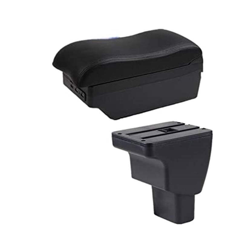Wivplex for Hyundai, I10 Auto Armlehne Box Zentrale Lagerung Box Mit USB Center Konsole Lagerung Box Leder Organizer Box Auto(Black C1 7 USB) von Wivplex