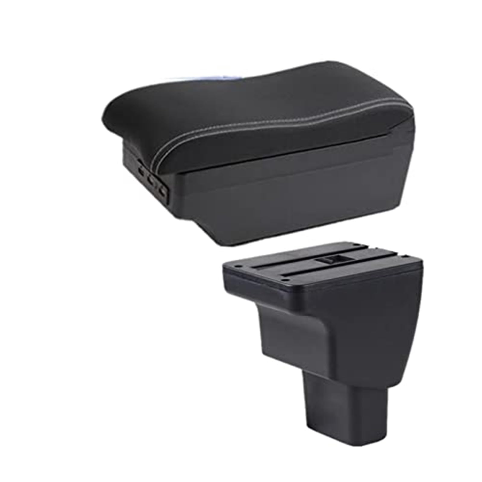 Wivplex for Hyundai, I10 Auto Armlehne Box Zentrale Lagerung Box Mit USB Center Konsole Lagerung Box Leder Organizer Box Auto(Black C3 7 USB) von Wivplex