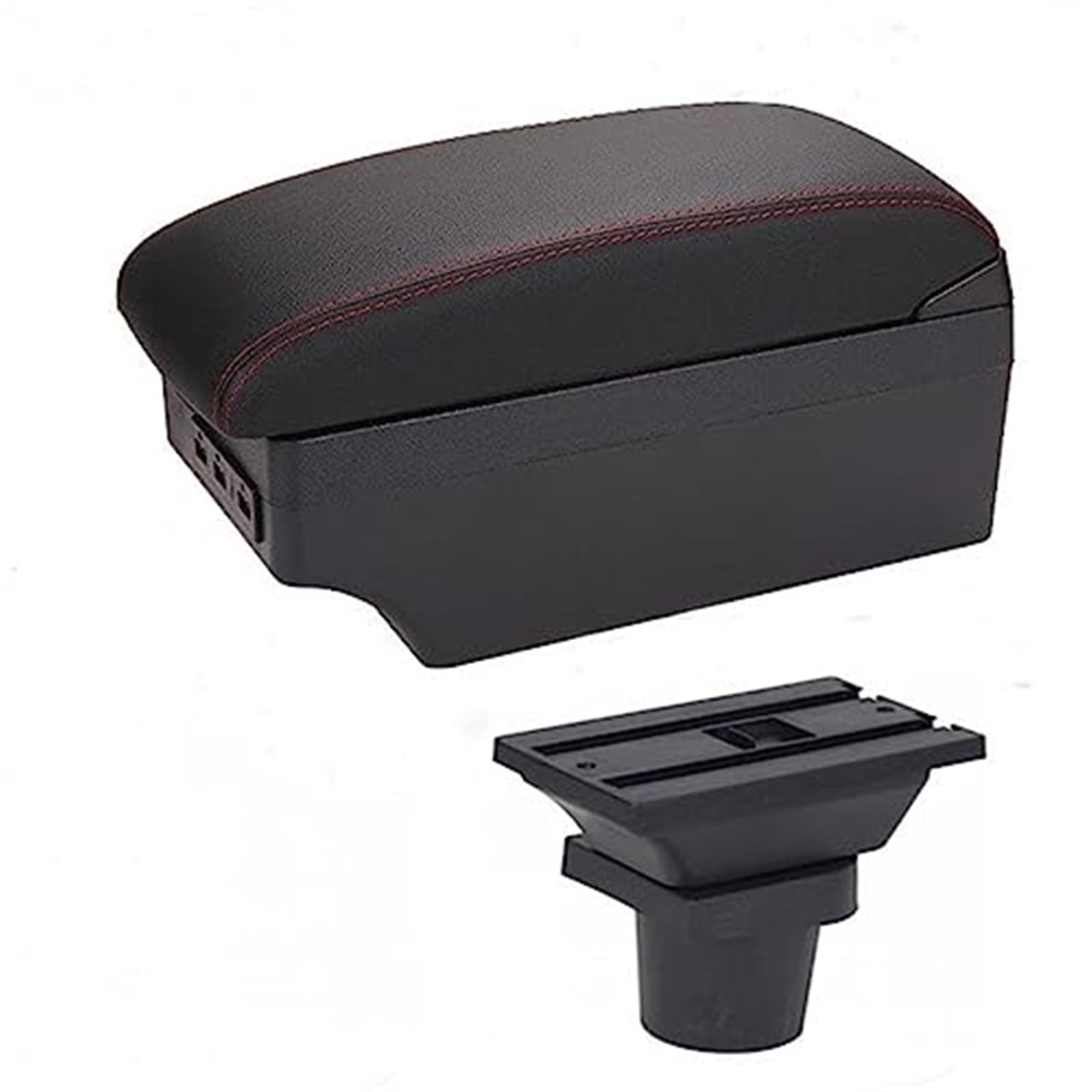 Wivplex for Kia, for Picanto Armlehnenbox Mittelkonsole Aufbewahrungskoffer Modifikationszubehör mit Getränkehalter USB-Anschluss(Black C-Black Red Line) von Wivplex