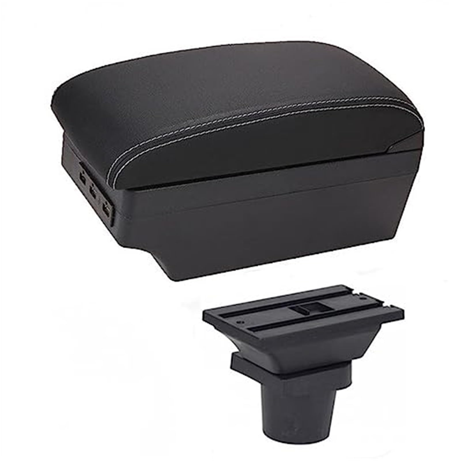 Wivplex for Kia, for Picanto Armlehnenbox Mittelkonsole Aufbewahrungskoffer Modifikationszubehör mit Getränkehalter USB-Anschluss(Black C-Black White Line) von Wivplex