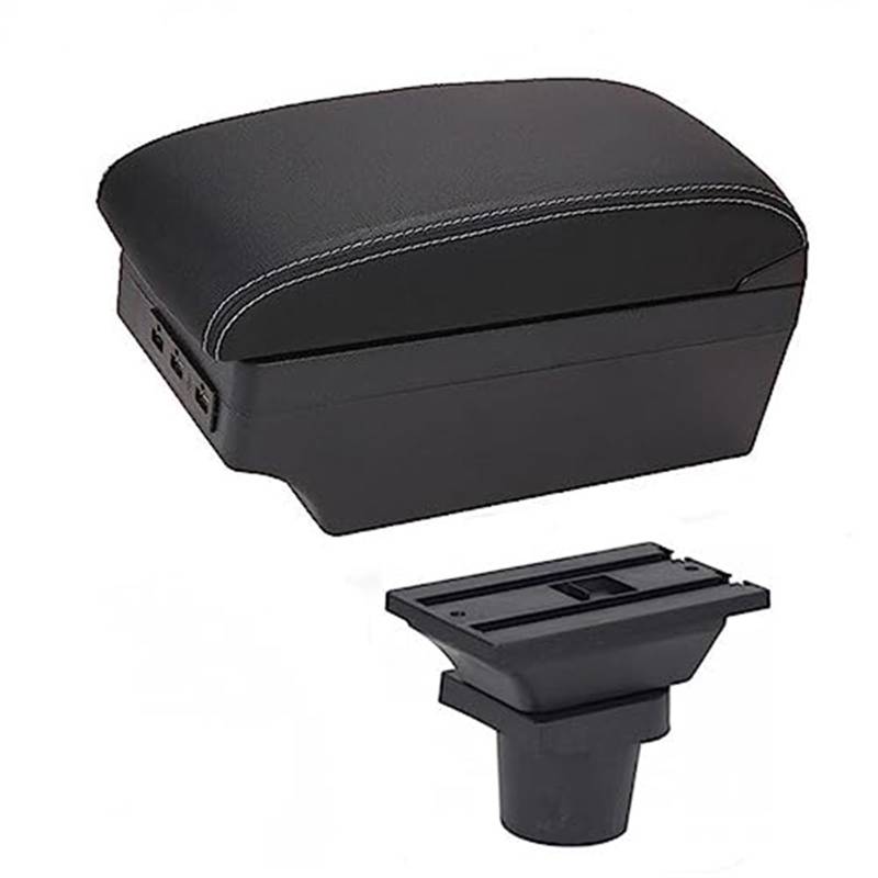 Wivplex for Kia, for Picanto Armlehnenbox Mittelkonsole Aufbewahrungskoffer Modifikationszubehör mit Getränkehalter USB-Anschluss(Black C-Black White Line) von Wivplex