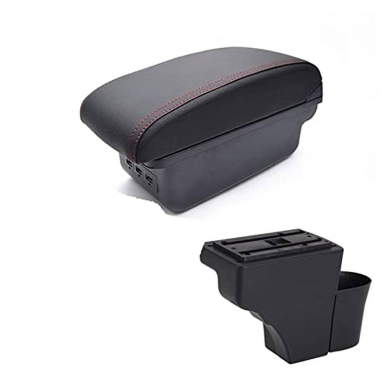 Wivplex for Nissan, for Note 2016-2018 Armlehne Innenmittelkonsole Aufbewahrungsbox Armlehne Auto-Styling-Dekoration(Black D Red) von Wivplex