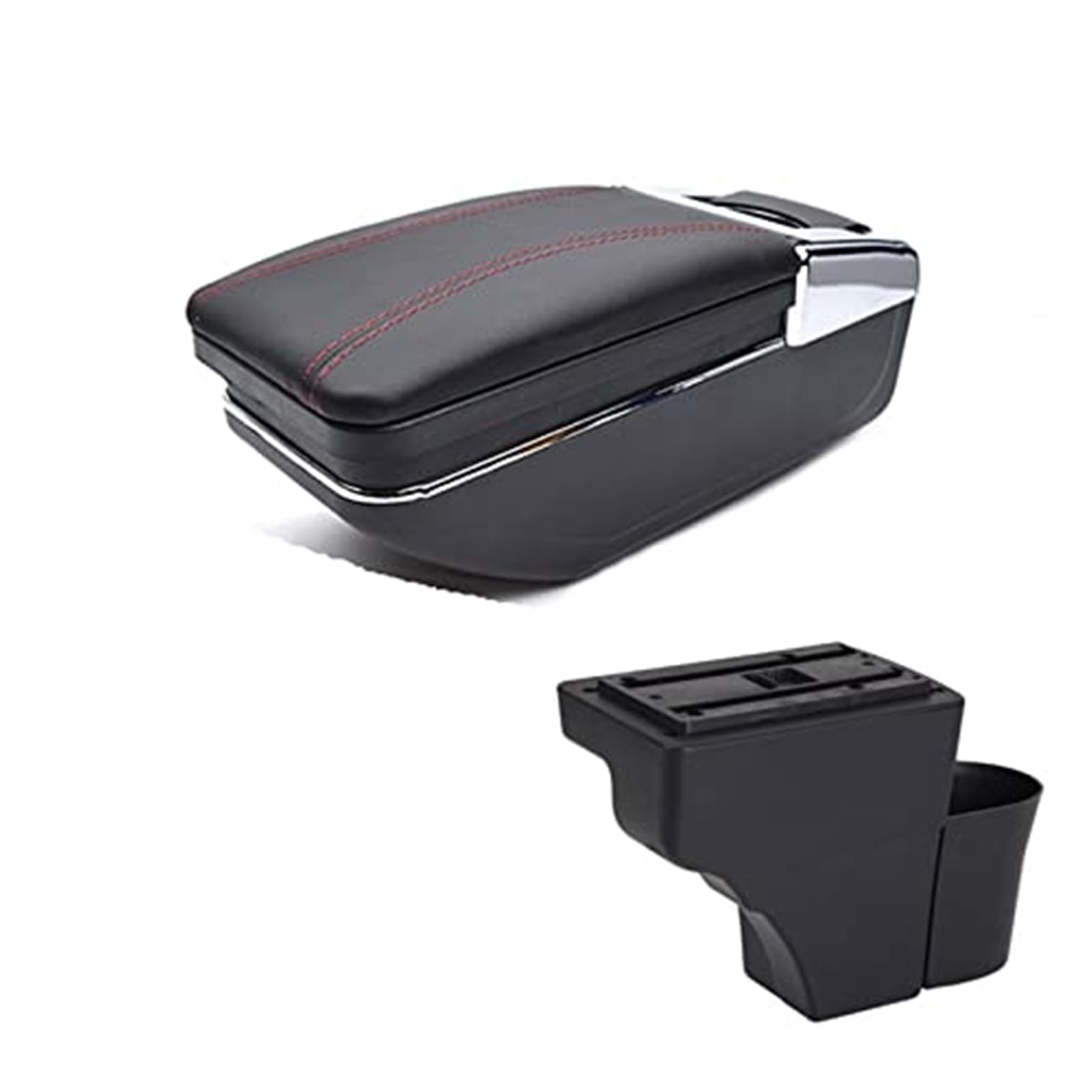Wivplex for Nissan, for Note 2016-2018 Armlehne Innenmittelkonsole Aufbewahrungsbox Armlehne Auto-Styling-Dekoration(Black Red Thread) von Wivplex