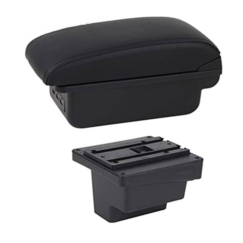 Wivplex for VW, for Tiguan, Armlehnenbox Lederarmlehne Mittelkonsole Aufbewahrung Getränkehalter USB-Aufladung Autozubehör Armlehnenbox(Black C1 Black Line) von Wivplex