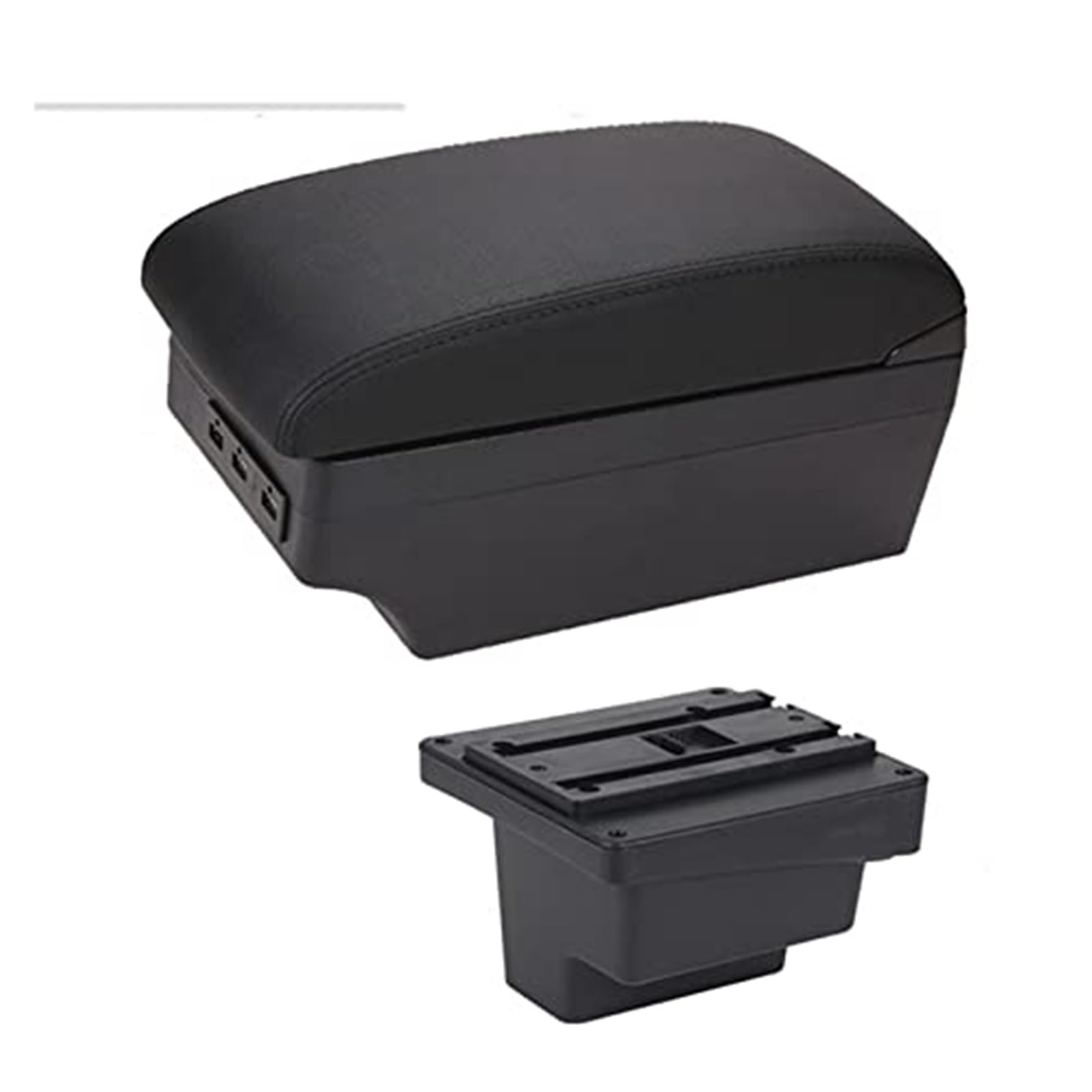 Wivplex for VW, for Tiguan, Armlehnenbox Lederarmlehne Mittelkonsole Aufbewahrung Getränkehalter USB-Aufladung Autozubehör Armlehnenbox(Black E Black Line) von Wivplex