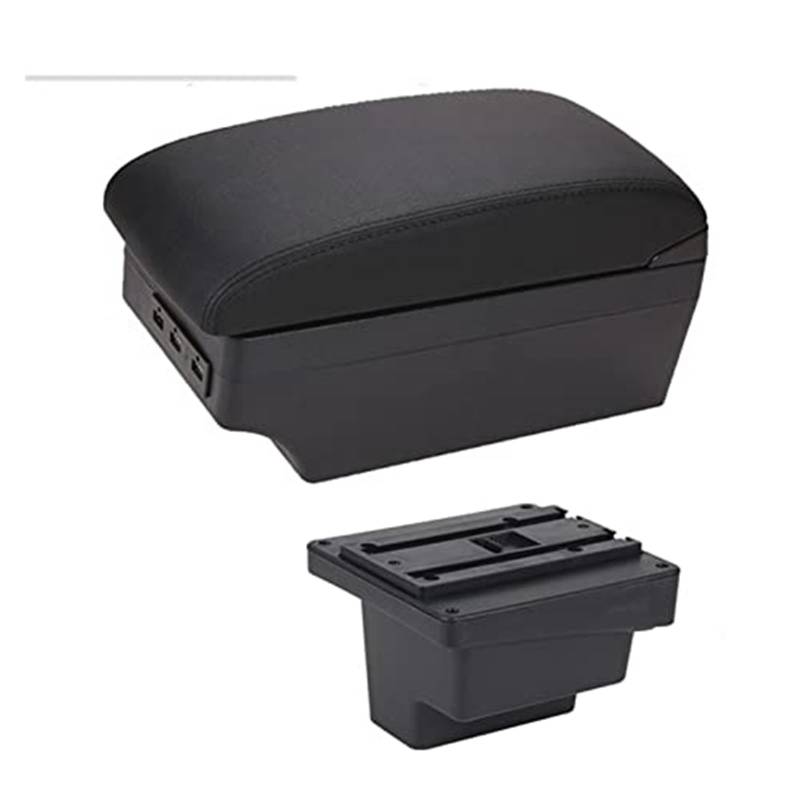 Wivplex for VW, for Tiguan, Armlehnenbox Lederarmlehne Mittelkonsole Aufbewahrung Getränkehalter USB-Aufladung Autozubehör Armlehnenbox(Black E Black Line) von Wivplex