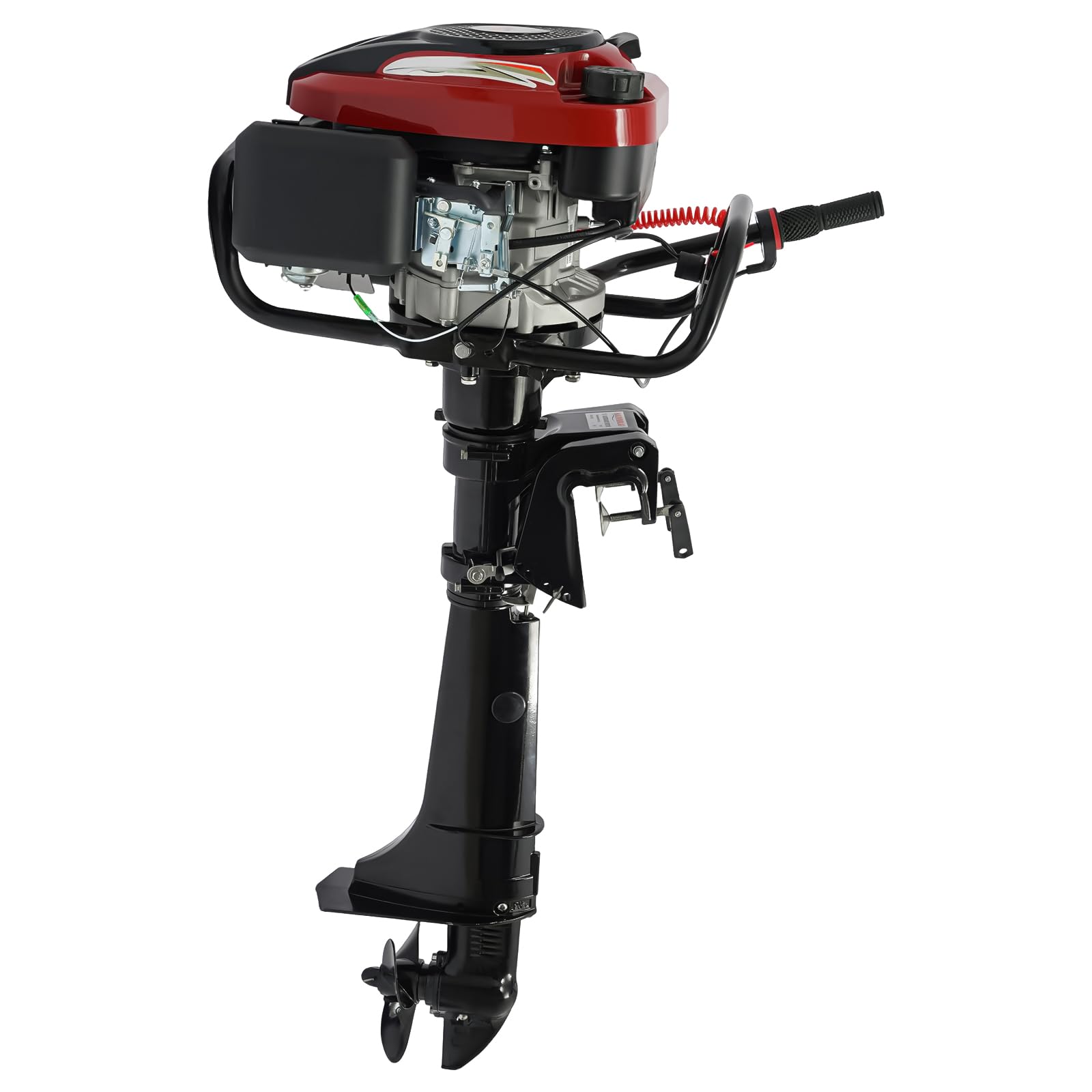 4-Takt 7HP Benzin Bootsmotor Luftkühlung Außenbordmotor Outboard Motor mit LED Display Einstellbar Außenborder Angelmotor Manueller Start für Boote von Wiyuer