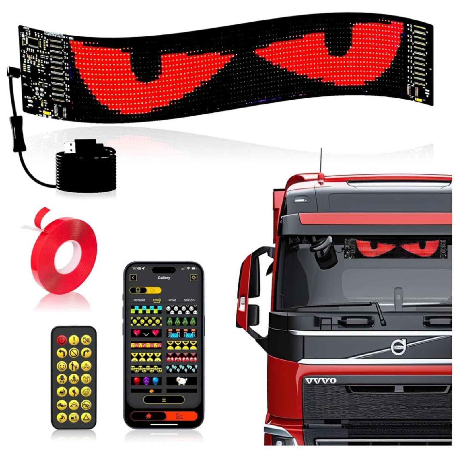 Devil Eyes, Programmierbare Flexible 𝐋𝐄𝐃 digital Displ𝑎y Einfache Installation Autos,3.6in*14.7in Devil Eyes, Programmierbare Flexible 𝐋𝐄𝐃 digital Displ𝑎y Einfache Installation Autos,3.6in*14.7in von Wizvox