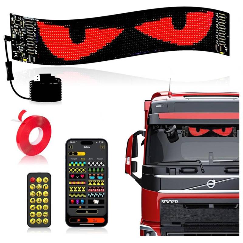 Devil Eyes, Programmierbare Flexible 𝐋𝐄𝐃 digital Displ𝑎y Einfache Installation Autos,3.6in*14.7in von Wizvox