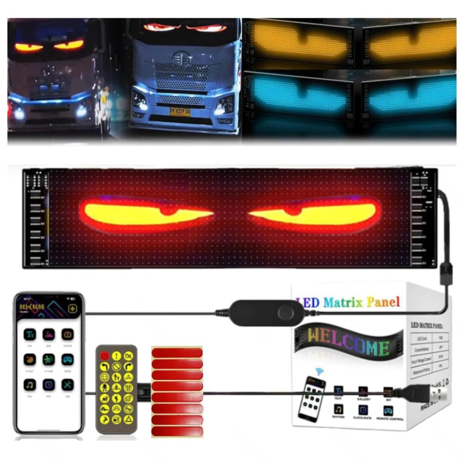 𝐋𝐄𝐃 Augen, Programmierbare 𝐋𝐄𝐃 Augen Hohe H𝐞ll𝑖gk𝐞𝑖t Autos,7.55in*69.3in 𝐋𝐄𝐃 Augen, Programmierbare 𝐋𝐄𝐃 Augen Hohe H𝐞ll𝑖gk𝐞𝑖t Autos,7.55in*69.3in von Wizvox