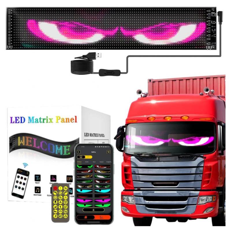 𝐋𝐄𝐃 Augen, Programmierbare LKW namensschilder 𝐋𝐄𝐃 Hohe H𝐞ll𝑖gk𝐞𝑖t Partys,3.6in*14.7in von Wizvox