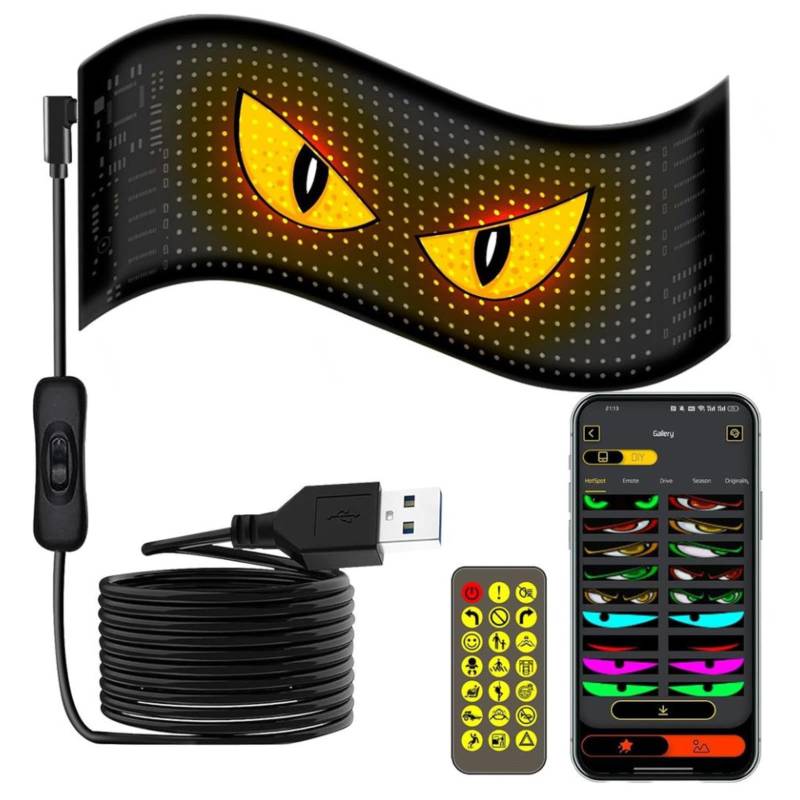 𝐋𝐄𝐃 Augen für LKW frontscheibe, Programmierbare 𝐋𝐄𝐃 LKW Augen Einfache Installation Partys,4.7in*23.4in von Wizvox