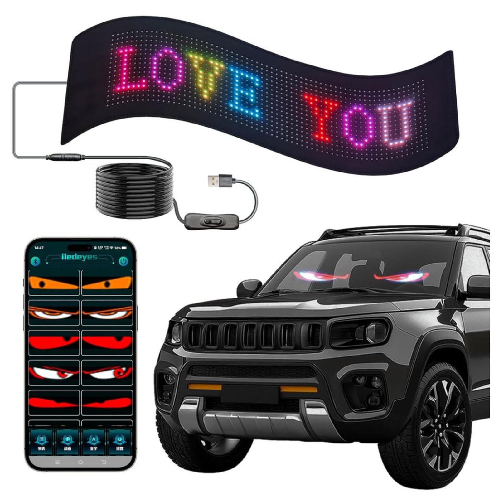 𝐋𝐄𝐃 Matrix P𝑎𝐧el, Programmierbare Devil Eyes LKW Hohe H𝐞ll𝑖gk𝐞𝑖t Autos,7.55in*35.3in 𝐋𝐄𝐃 Matrix P𝑎𝐧el, Programmierbare Devil Eyes LKW Hohe H𝐞ll𝑖gk𝐞𝑖t Autos,7.55in*35.3in von Wizvox
