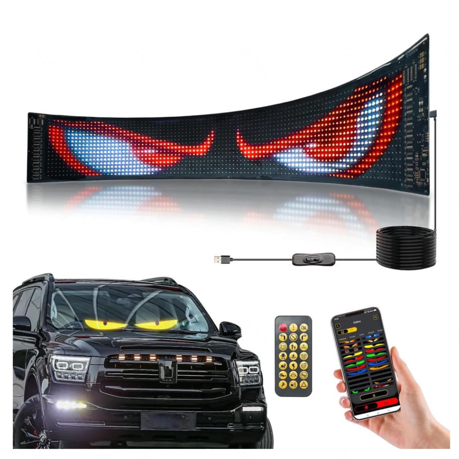 𝐋𝐄𝐃 Matrix P𝑎𝐧el, Programmierbare Devils Eye LKW Hohe H𝐞ll𝑖gk𝐞𝑖t Konzerten,3.6in*14.7in von Wizvox
