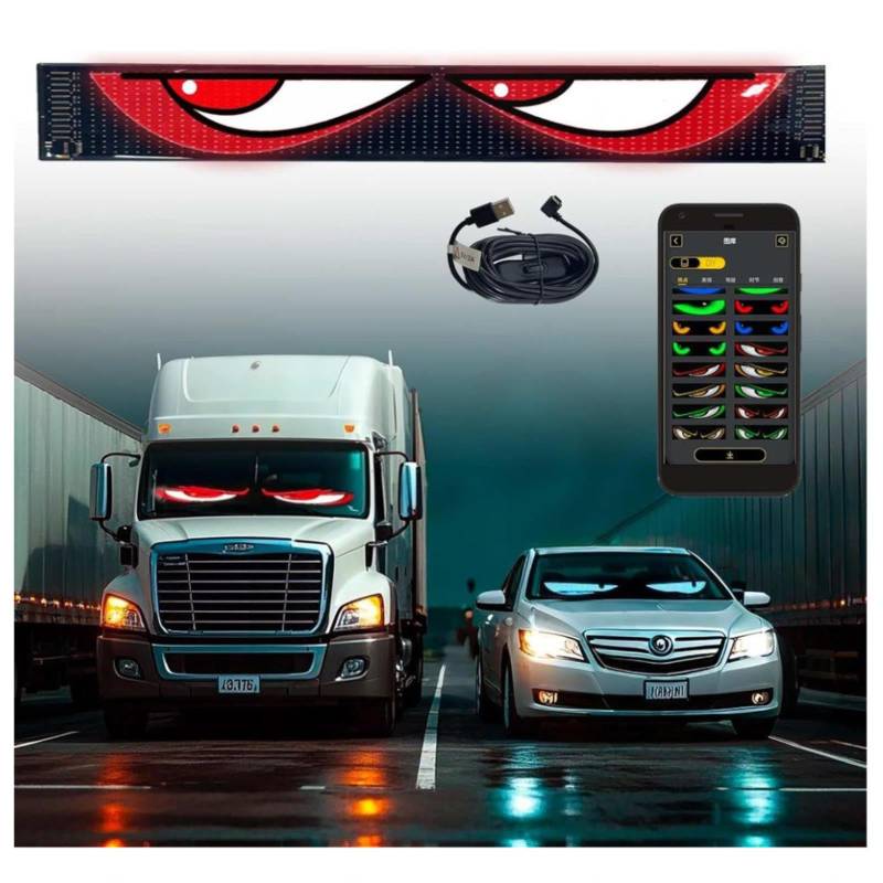 𝐋𝐄𝐃 laufschrift, Programmierbare Devil Eyes LKW Einfache Installation Straßenverkäufern,7.55in*52.3in von Wizvox