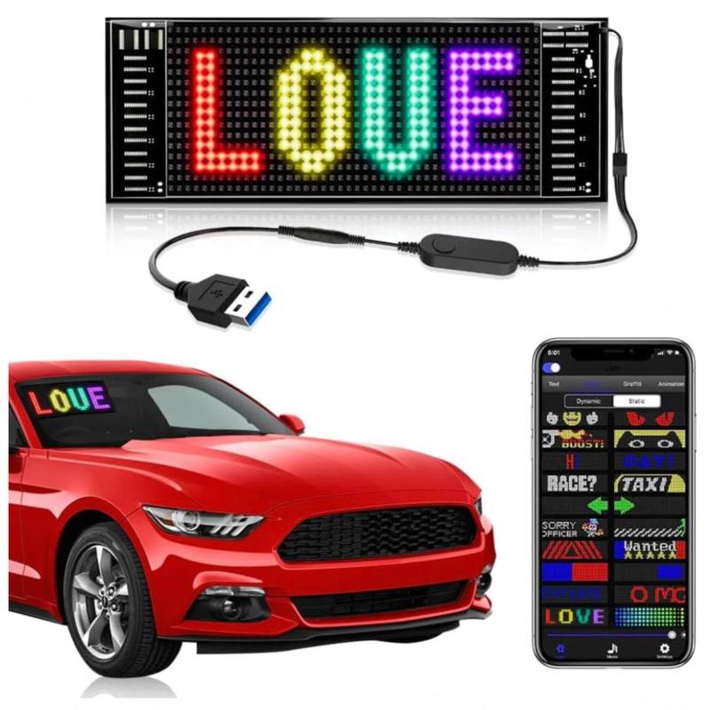 LKW Augen 𝐋𝐄𝐃, Weicher Bilds𝑐hir𝑚 𝐋𝐄𝐃 laufschrift programmierbar Einfache Installation Straßenverkäufern,3.6in*14.7in von Wizvox