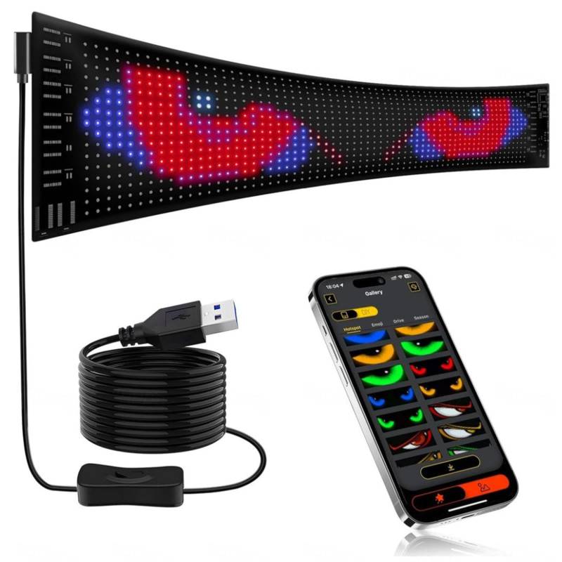 LKW 𝐋𝐄𝐃 Augen, Programmierbare Auto 𝐋𝐄𝐃 Schild Einfache Installation Straßenverkäufern,7.55in*52.3in von Wizvox