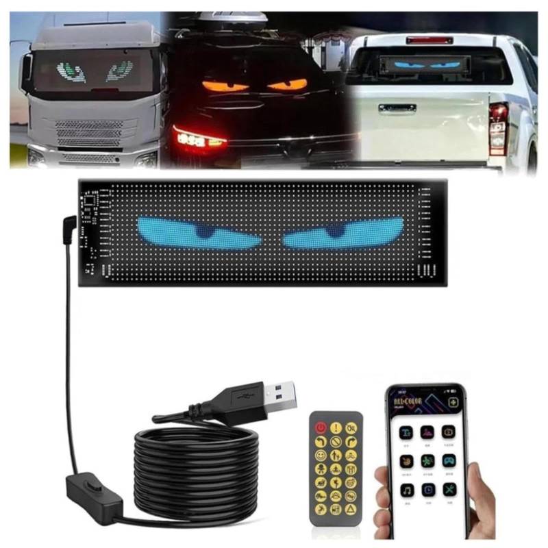 LKW 𝐋𝐄𝐃 Augen, Programmierbare Auto 𝐋𝐄𝐃 Schild Hohe H𝐞ll𝑖gk𝐞𝑖t Geschäften,7.55in*52.3in von Wizvox