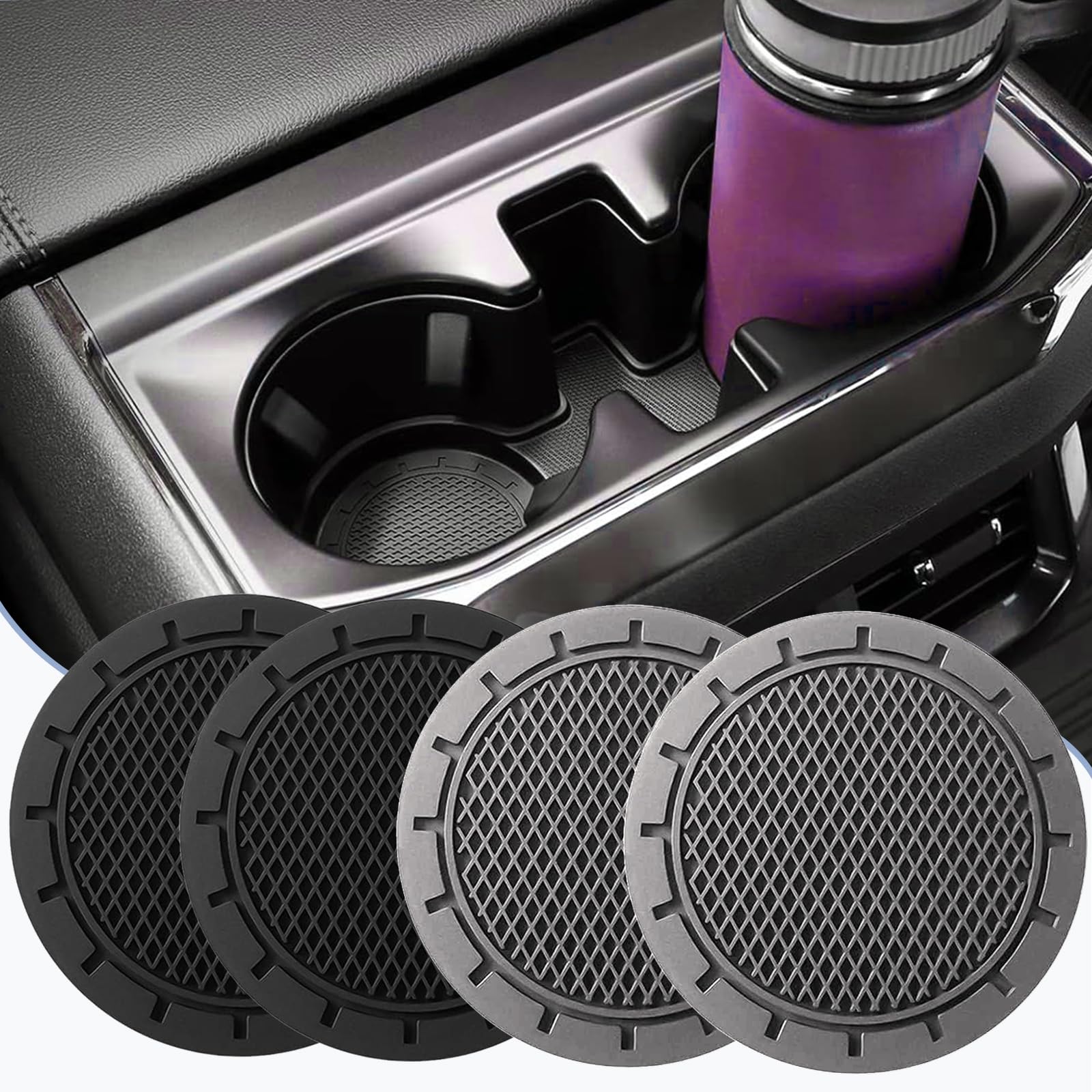 Wjelet 4 Stück Auto Getränkehalter Untersetzer Car Coastes Universal Einsatz AntiRutsch Kaffeebecher Autozubehör Frauen Schwarz Grau Wjelet 4 Stück Auto Getränkehalter Untersetzer Car Coastes Universal Einsatz AntiRutsch Kaffeebecher Autozubehör Frauen Schwarz Grau von Wjelet