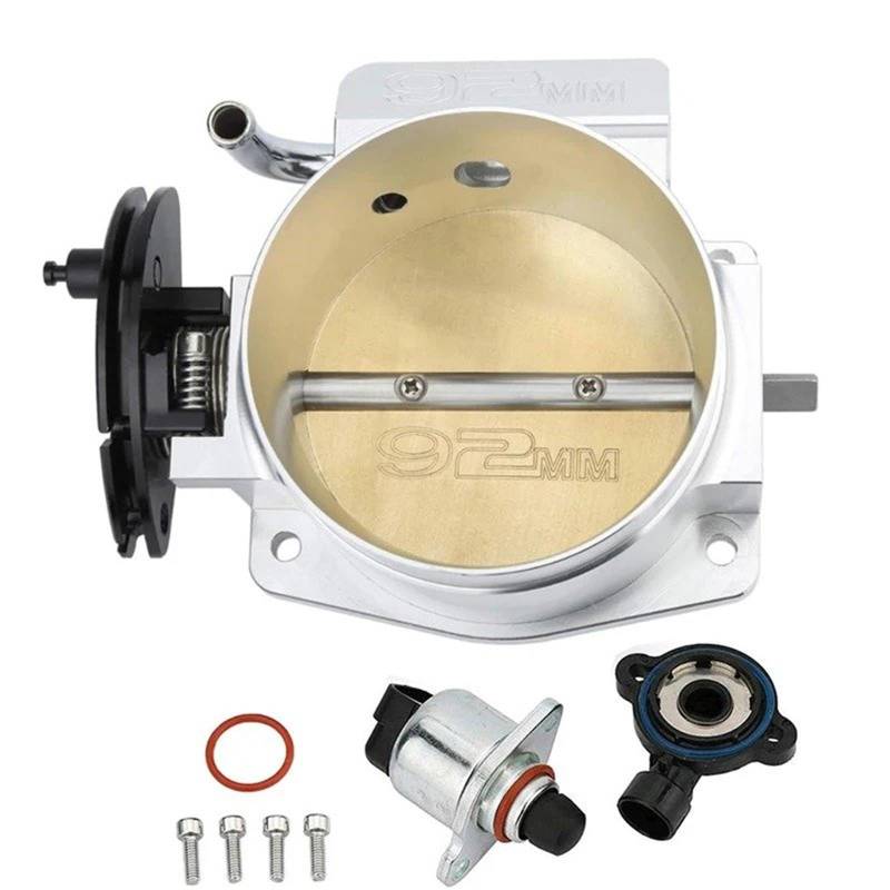Drosselklappen 92mm/102mm High Flow Billet Aluminium Drosselklappengehäuse Mit TPS Sensor Für LS1 LS2 LS3 LS6 LSX Auto Modifikation Teile Schwarz TT102152(92mm Silver) von Wjwftcmk