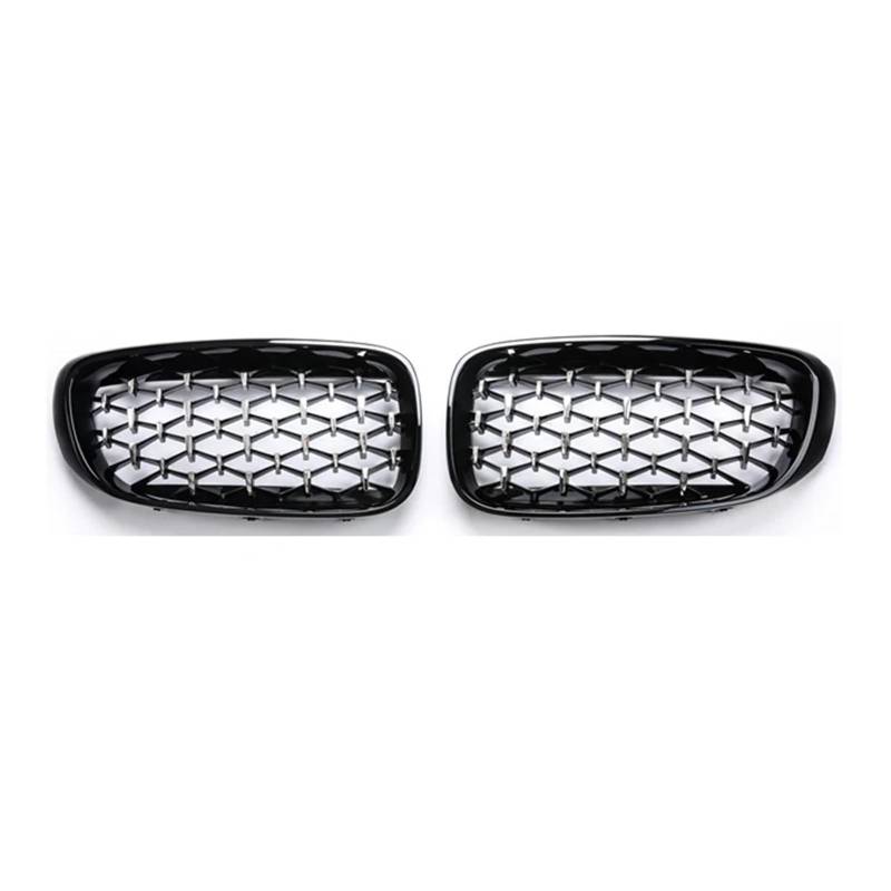 Front Kühlergrille 1 Paar Front Niere Kühlergrill Für 3 Serie GT F34 2012-2019 Chrom Diamant Limousine Kühlergrill Meteor Stil Front Stoßstange Kühlergrill(Silver and Black) von Wjwftcmk