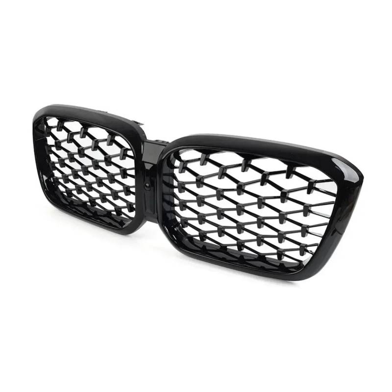 Front Kühlergrille Diamanten Stil Frontstoßstangengrill Ganz Schwarz Doppellinie Stil Oberer Renngrill Für X3 G01 X4 G02 2022-IN(Diamond-Glossy Black) von Wjwftcmk